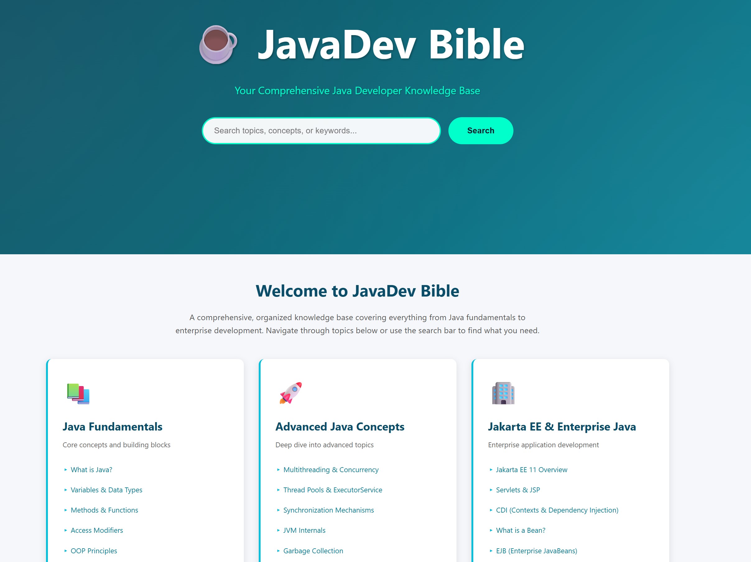 JavaDevBible — Web de conocimiento Java